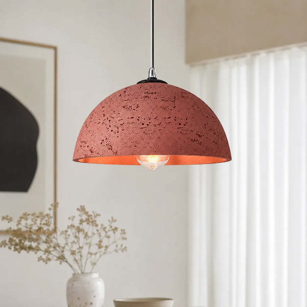 Pendant Light with Matte Resin Dome and Natural Texture for Kitchen Dining