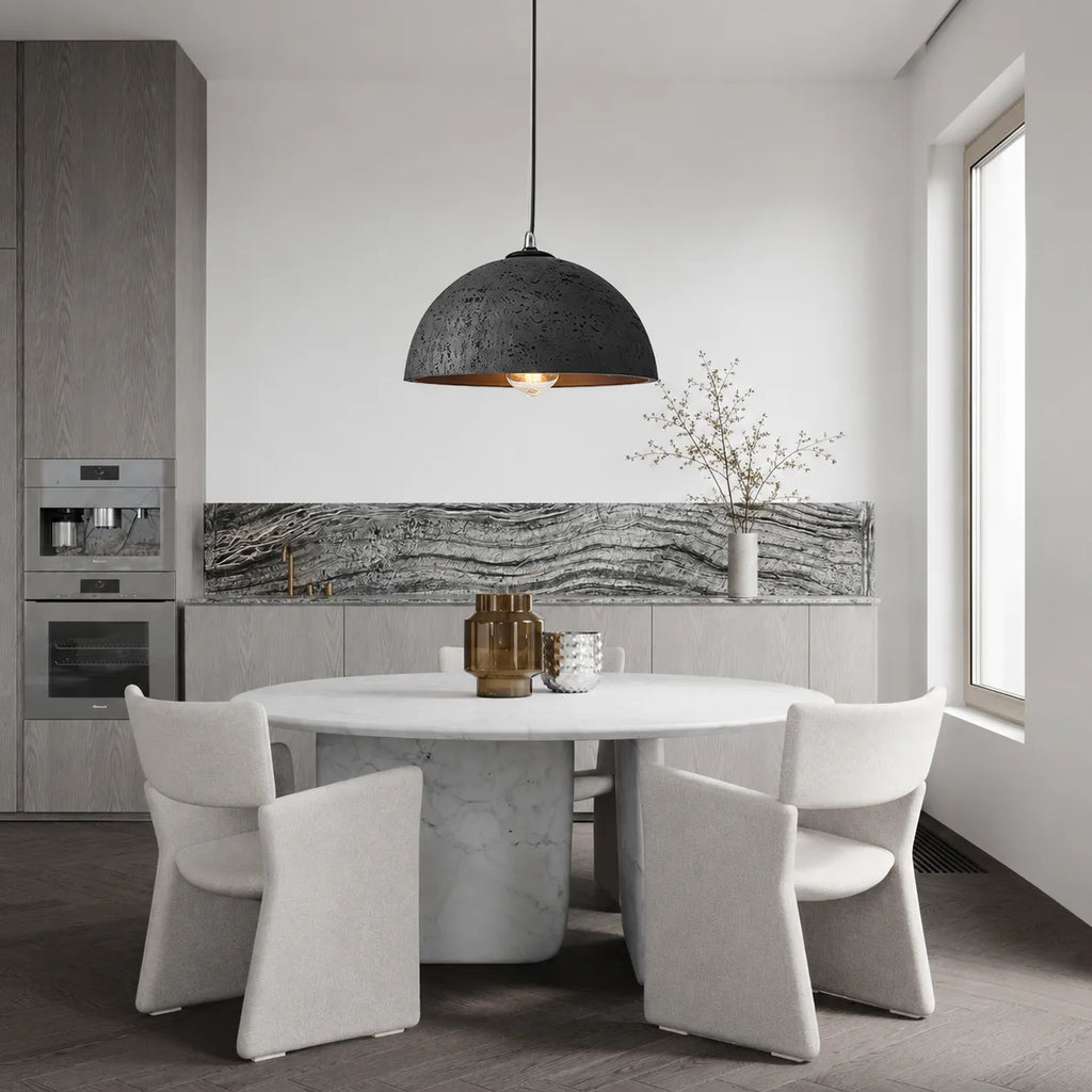 Pendant Light with Matte Resin Dome and Natural Texture for Kitchen Dining