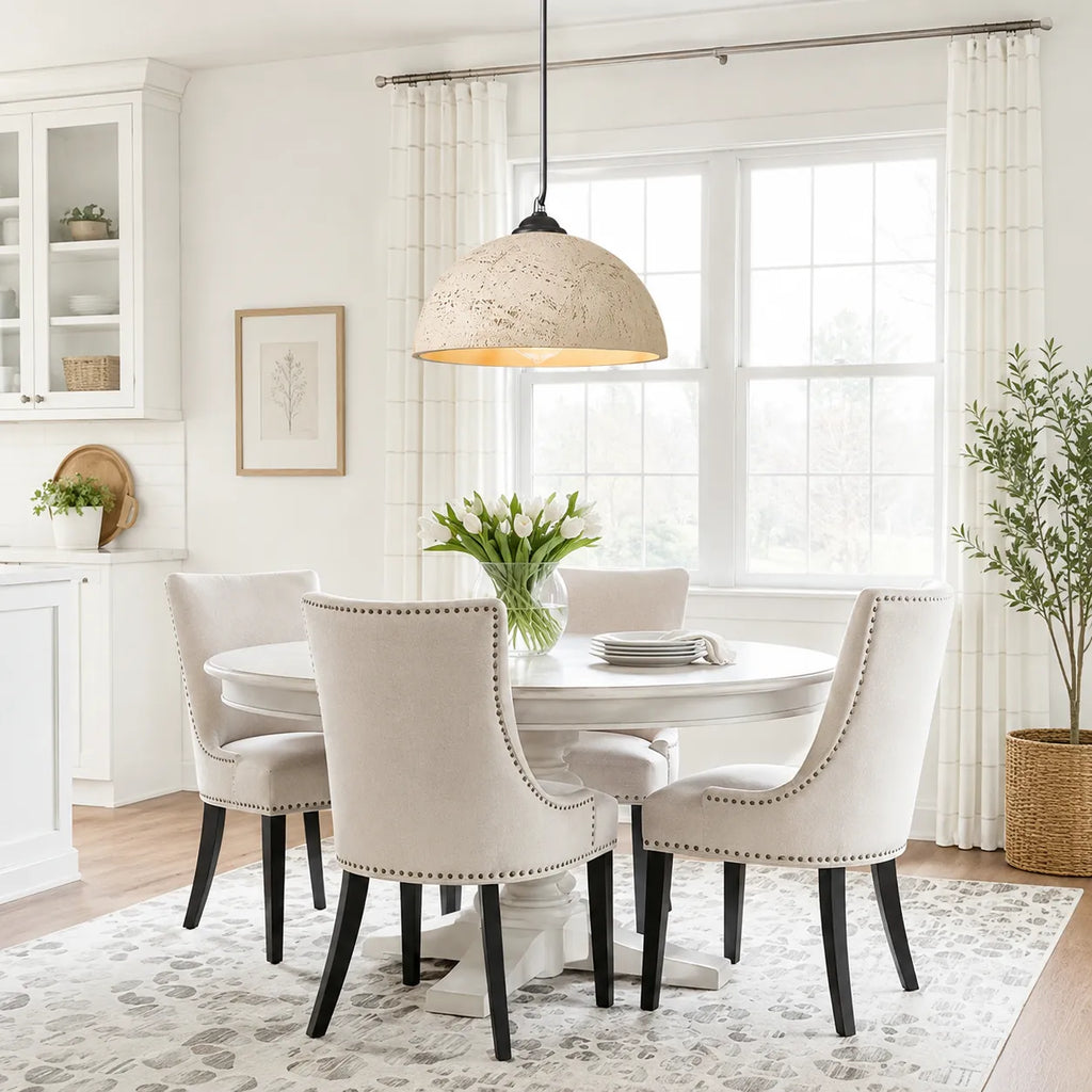 Pendant Light with Matte Resin Dome and Natural Texture for Kitchen Dining