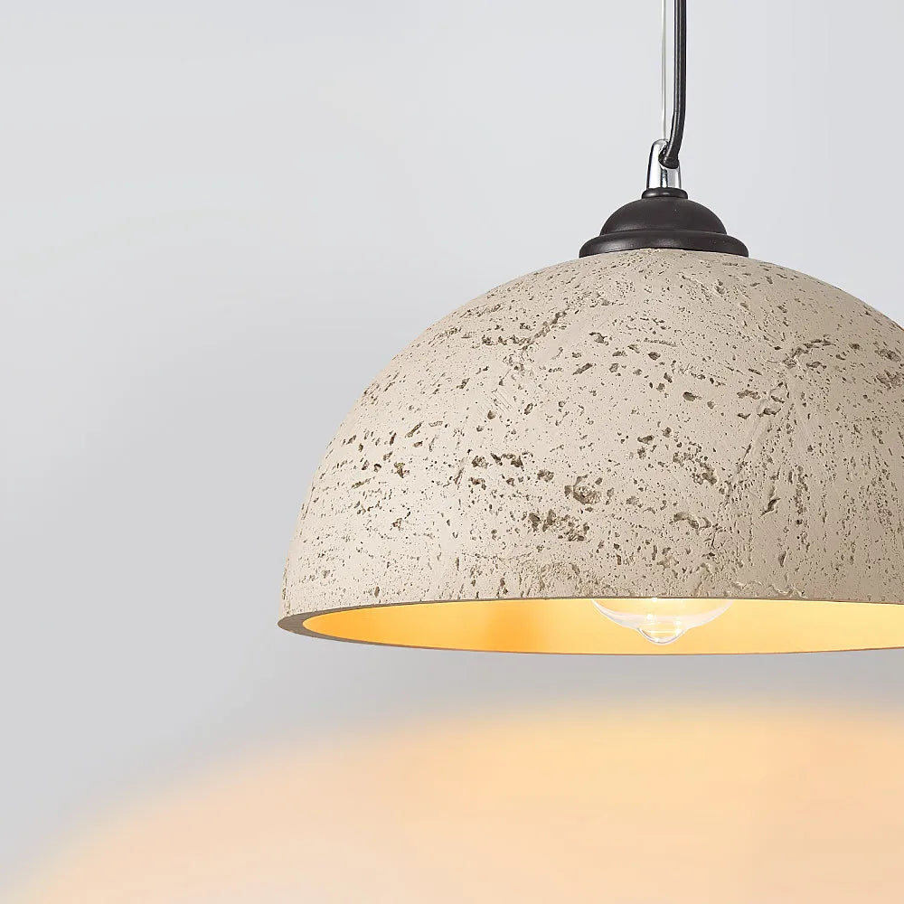 Pendant Light with Matte Resin Dome and Natural Texture for Kitchen Dining