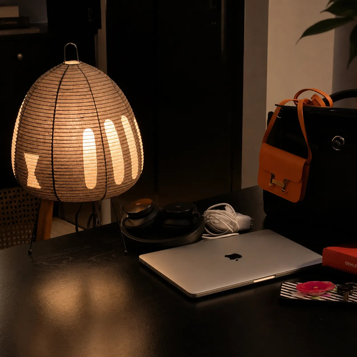 Small Table Lamp with Rice Paper Shade and Japanese-Inspired Minimalist Design