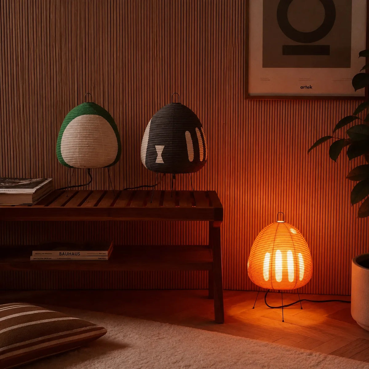 Small Table Lamp with Rice Paper Shade and Japanese-Inspired Minimalist Design