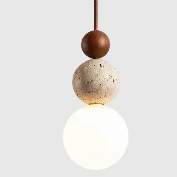 LED Pendant Light with Natural Stone and Warm 3000k Glow for Contemporary Interiors
