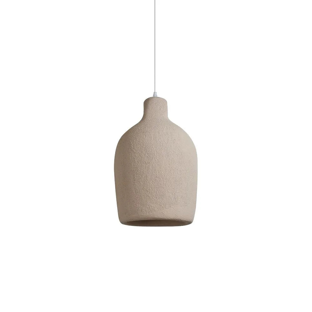 Pendant Light with Sculptural Vase Form and Plaster Texture