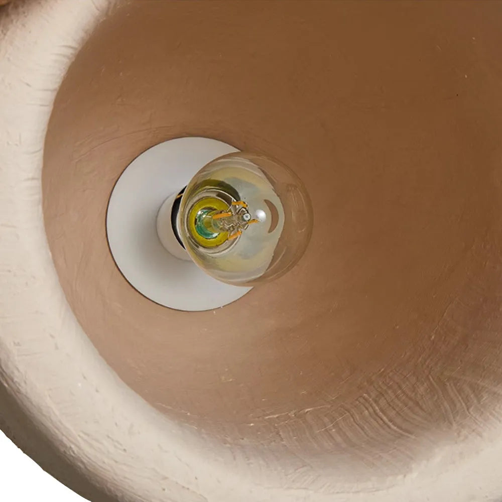 Pendant Light with Sculptural Vase Form and Plaster Texture