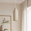 Pendant Light with Sculptural Vase Form and Plaster Texture