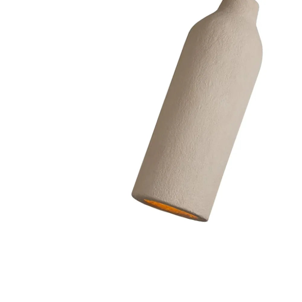 Pendant Light with Sculptural Vase Form and Plaster Texture