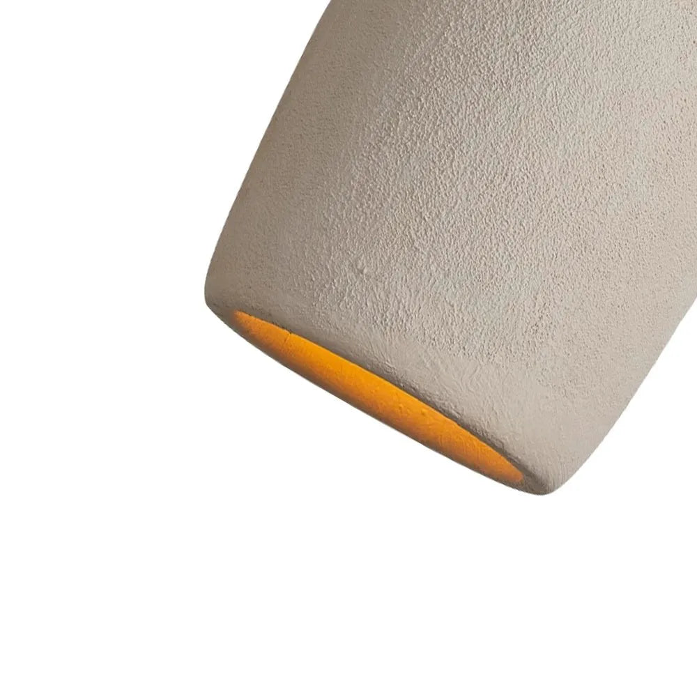 Pendant Light with Sculptural Vase Form and Plaster Texture