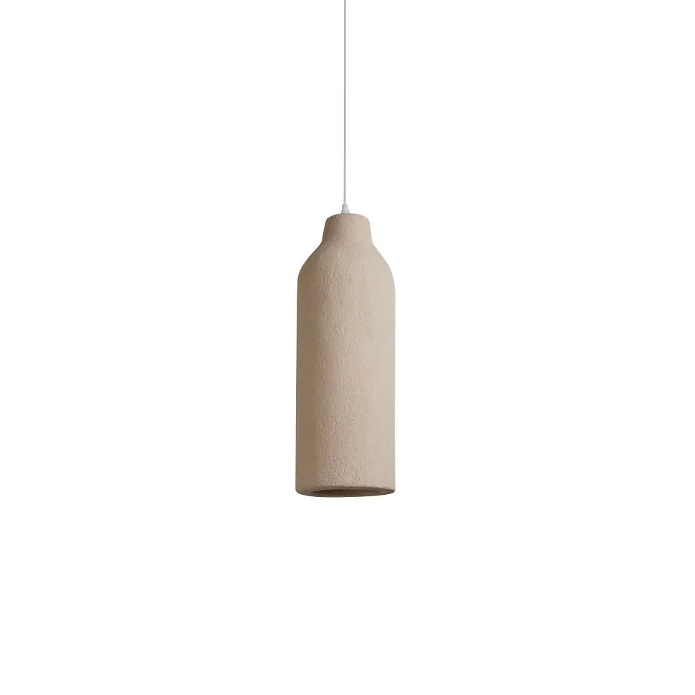 Pendant Light with Sculptural Vase Form and Plaster Texture