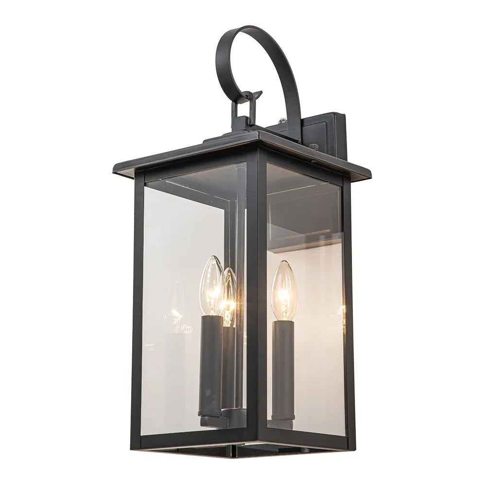 Lanterne murale extérieure industrielle à 3 lumières en verre transparent Vasco