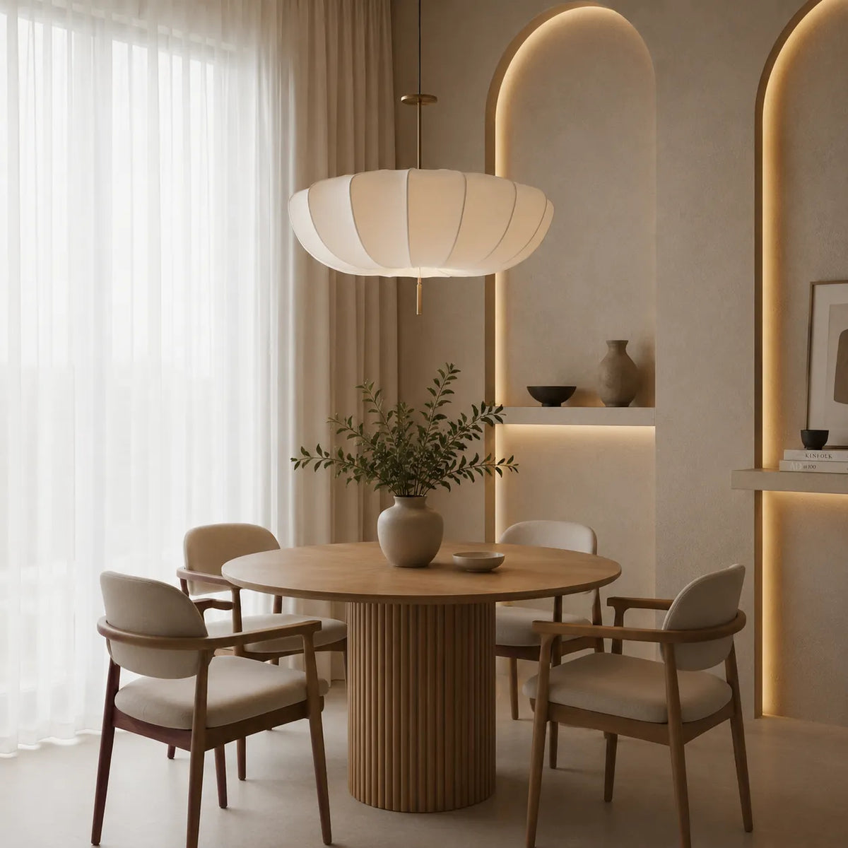 Kitchen Pendant Light Fixtures with Modern Fabric Shade and Soft Diffused