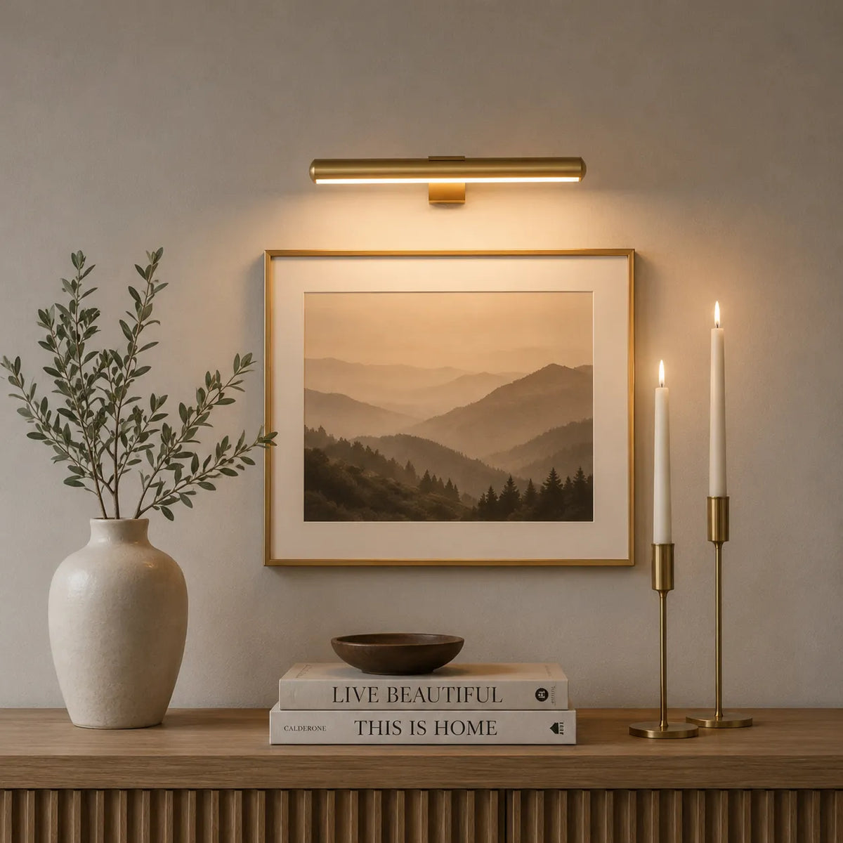 Battery LED Picture Light with Adjustable Rotating Head and Rechargeable Wireless Design