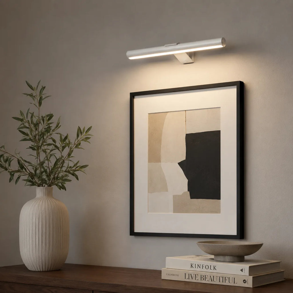 Battery LED Picture Light with Adjustable Rotating Head and Rechargeable Wireless Design