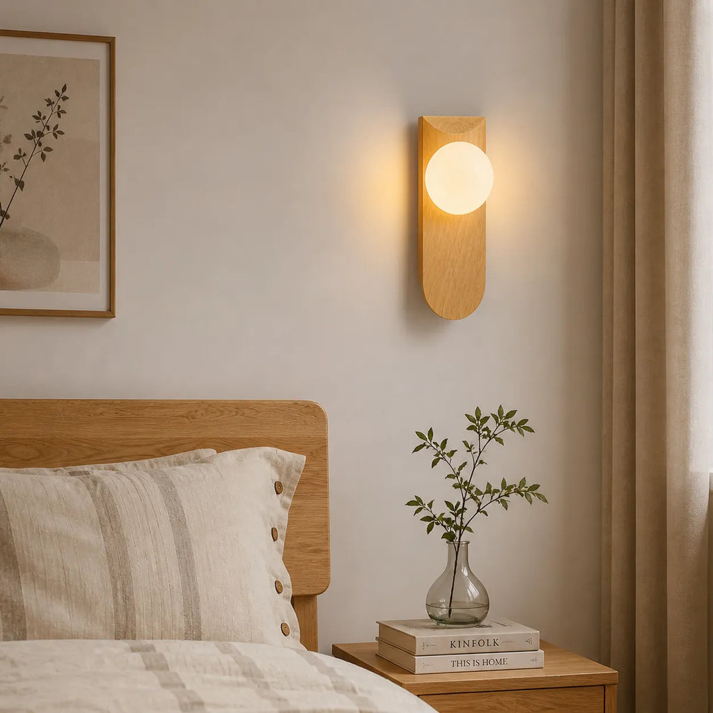 Applique con globo satinato e dettaglio curvo, ideale per camere da letto e corridoi