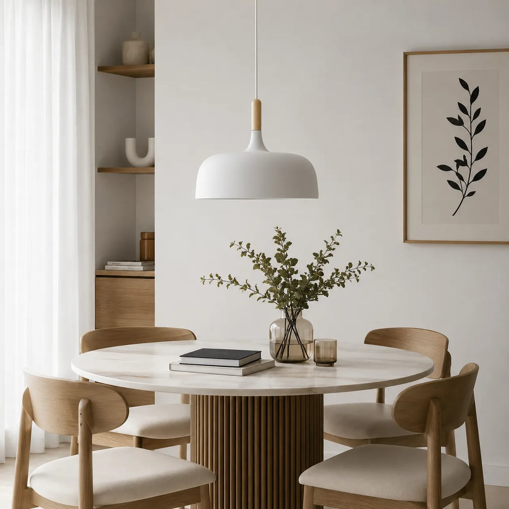 Pendant Light with Wood Accent and Minimal Metal Design for Living Room Dining Kitchen