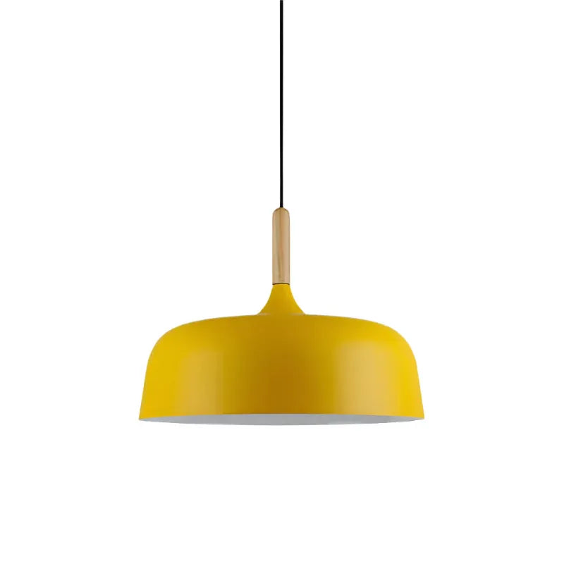 Suspension au design minimaliste en métal avec touche de bois pour le salon, la salle à manger ou la cuisine