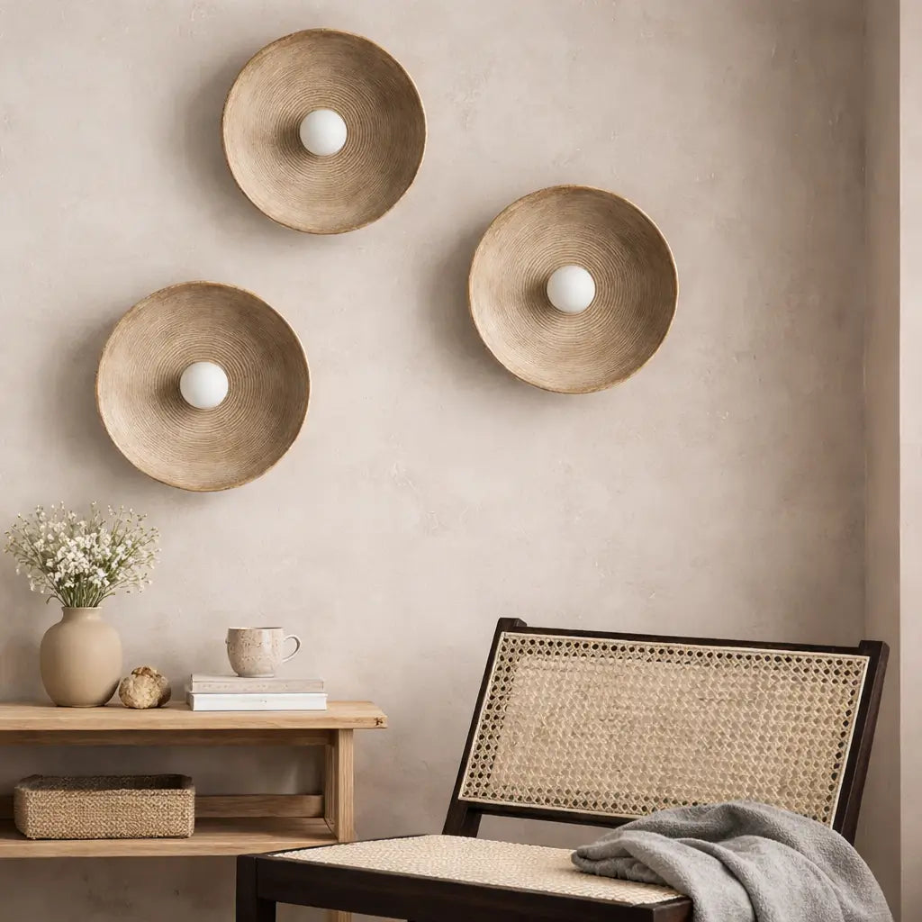 Wall Sconce Lamp with Concentric Ripple Resin Texture and Modern Ambient Lighting