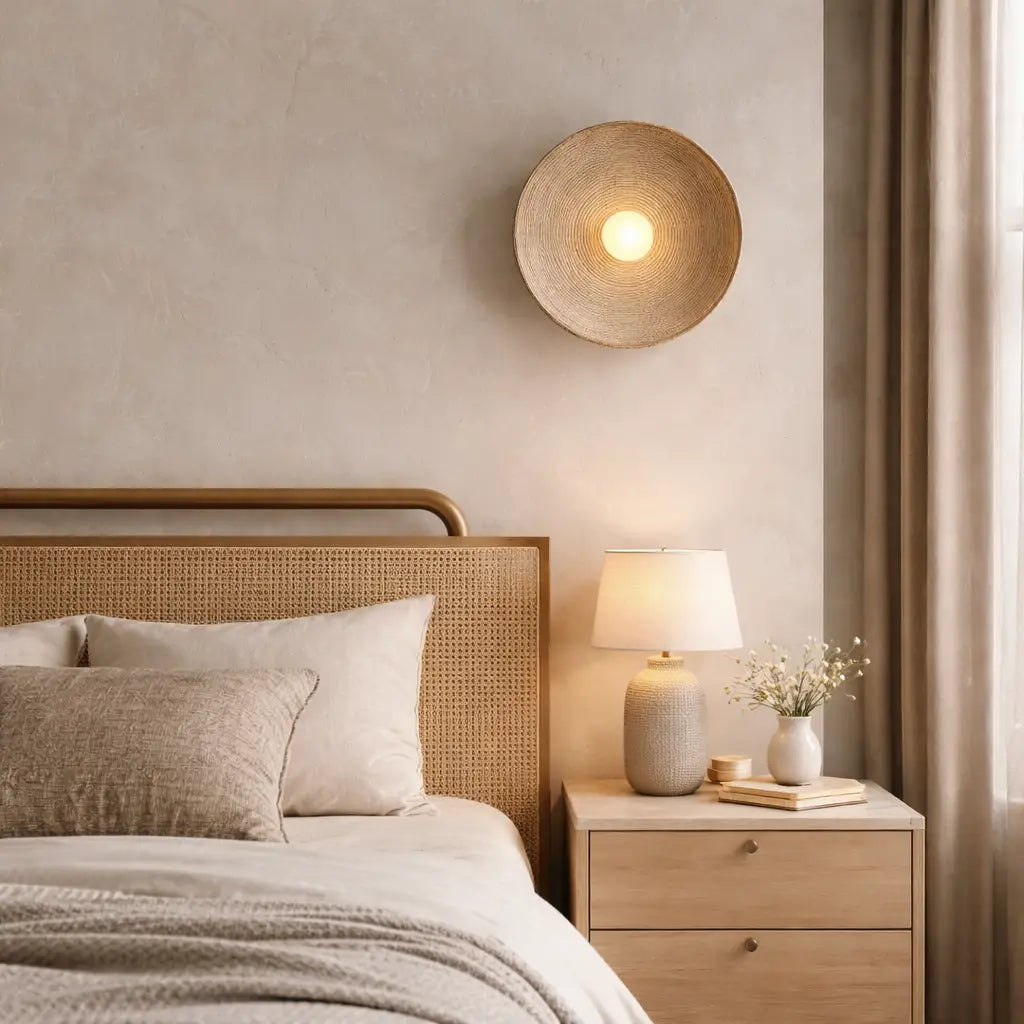 Wall Sconce Lamp with Concentric Ripple Resin Texture and Modern Ambient Lighting