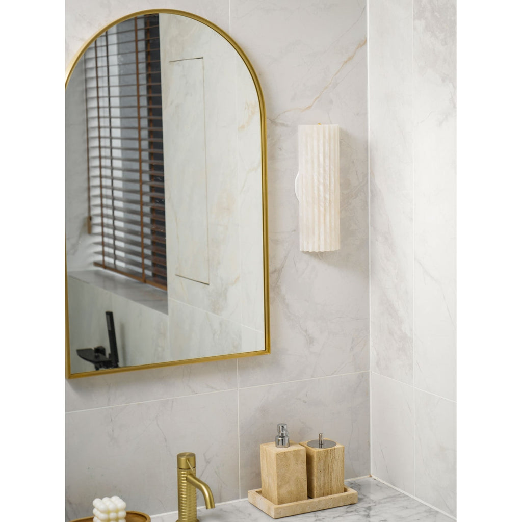 Alabaster Wall Sconce with Fluted Stone Texture and Integrated LED Light - Image 25