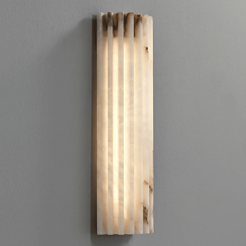 Alabaster Wall Sconce with Fluted Stone Texture and Integrated LED Light - Image 44