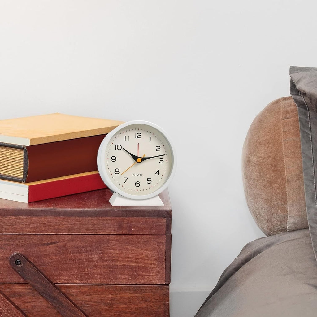 Analog Alarm Clock with Non-Ticking Quartz Movement Backlight and Integrated Stand - Image 10