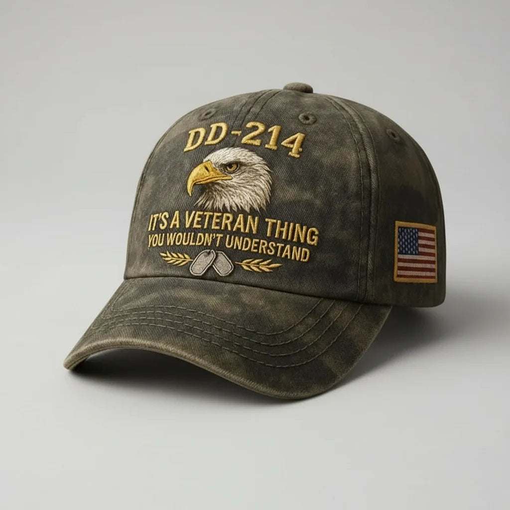 Baseball Cap with Embroidered Bald Eagle and Us Flag Patch for Veteran Pride - Image 2