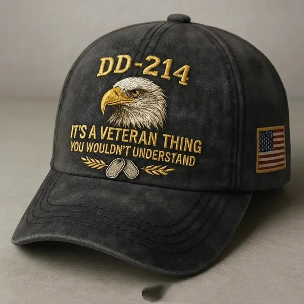 Baseball Cap with Embroidered Bald Eagle and Us Flag Patch for Veteran Pride - Image 4