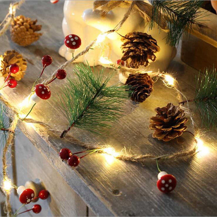 Battery Operated Christmas Garland Lights with Warm White LED and Pine Cones - Image 12