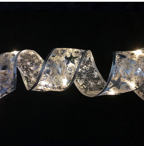 Battery-Operated Christmas Ribbon Bows with LED Fairy Lights and Wired Edges - Image 9