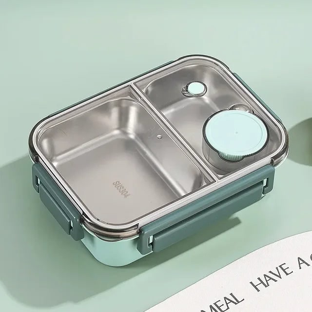 Bento Lunch Box with Stainless Steel Tray Three Compartments and Leak-Proof Lid - Image 13