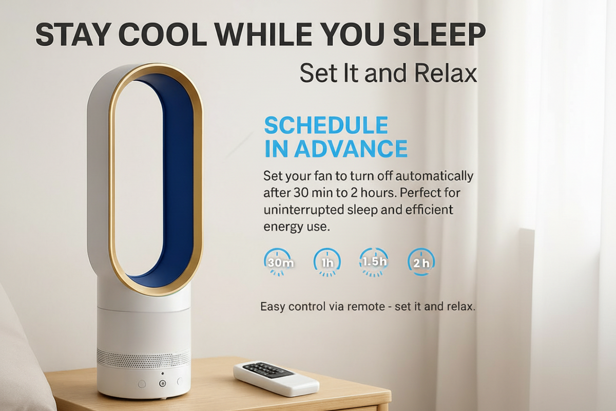 Bladeless Fan with Oscillating Remote Control and Detachable Design for Home Cooling - Image 1