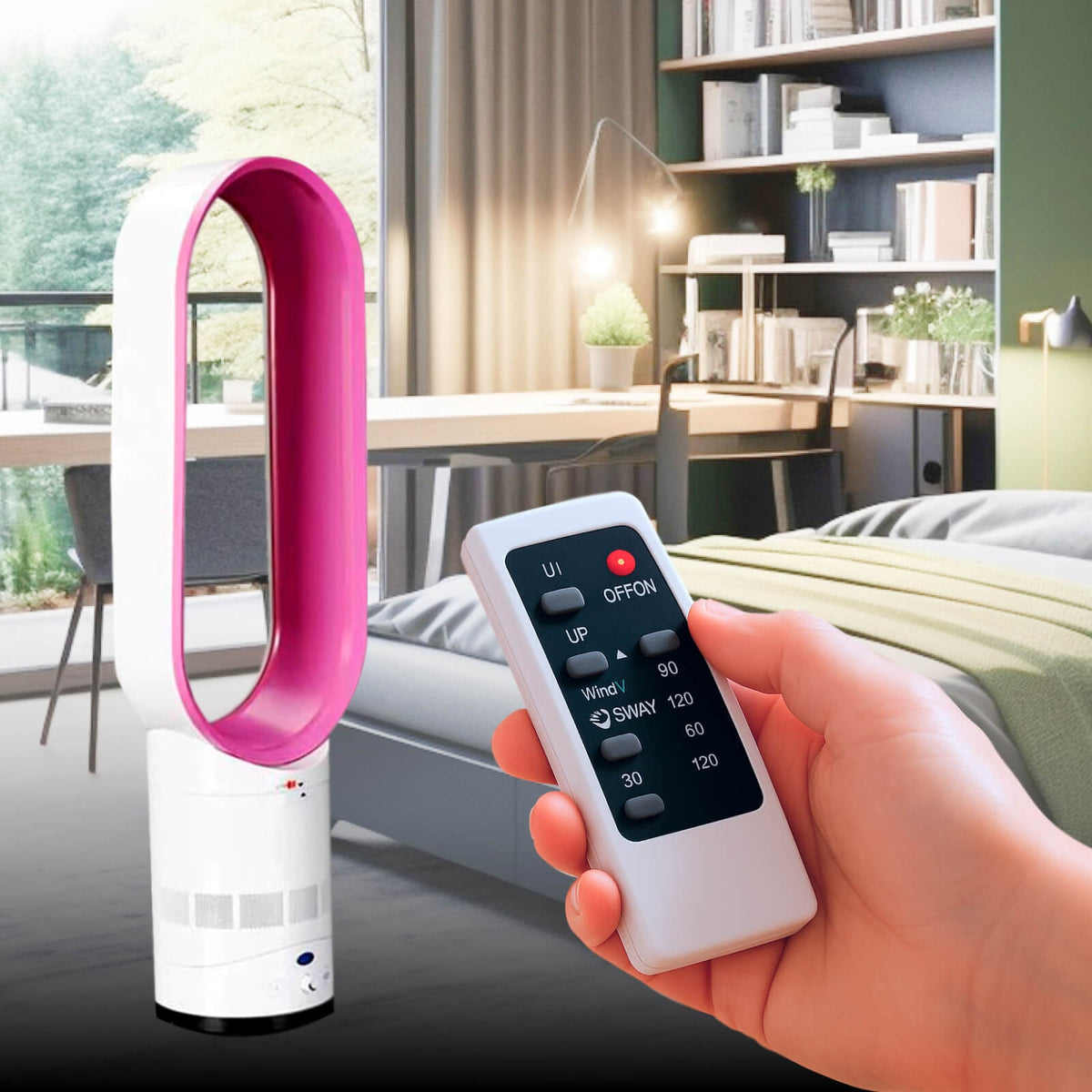 Bladeless Fan with Oscillating Remote Control and Detachable Design for Home Cooling - Image 11