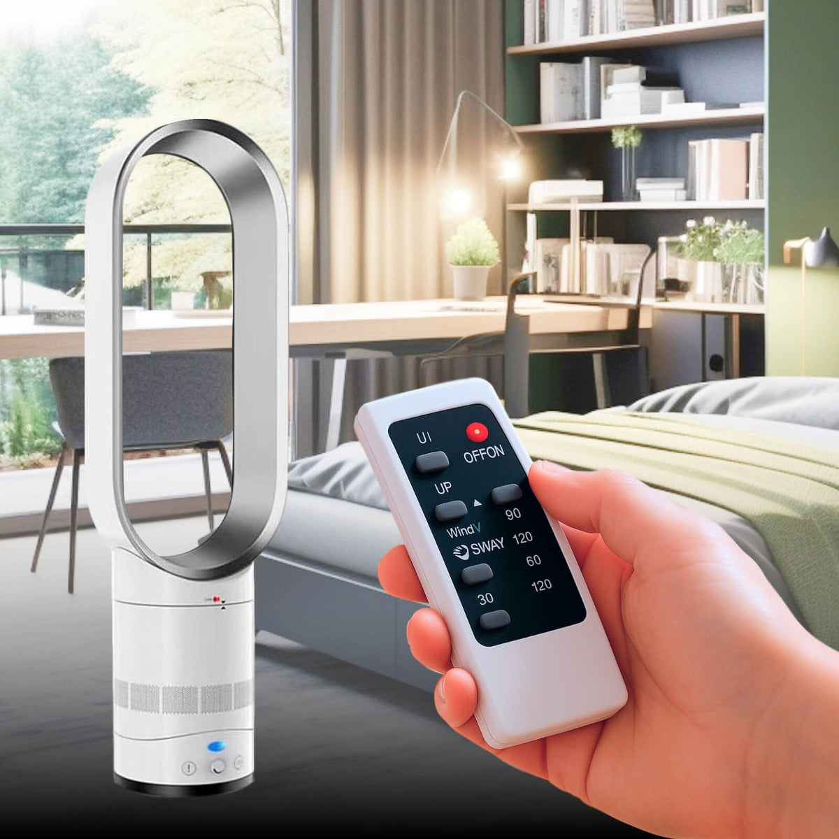 Bladeless Fan with Oscillating Remote Control and Detachable Design for Home Cooling - Image 9