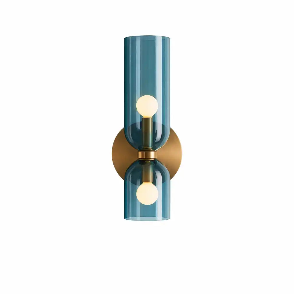 Wandleuchte mit zwei skulpturalen Glasschirmen, moderne zeitgenössische Beleuchtung