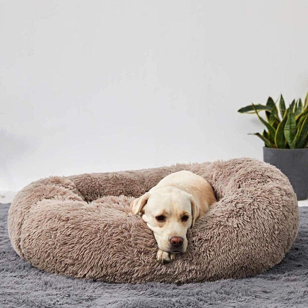 Calming Donut Dog Bed with Plush Raised Rim and Round Nest Design - Image 9
