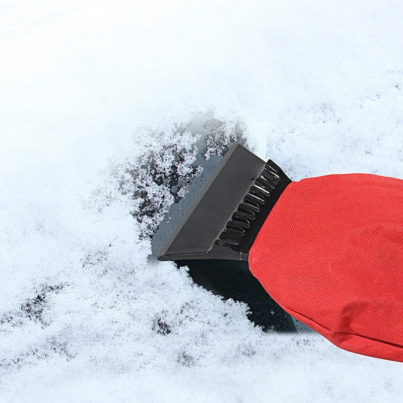 Car Ice Scraper Mitt with Fleece Lining and Rigid Blade for Windshield Snow Removal - Image 5