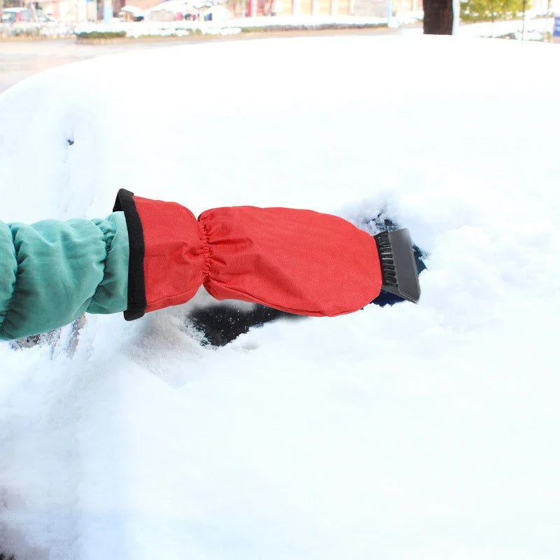 Car Ice Scraper Mitt with Fleece Lining and Rigid Blade for Windshield Snow Removal - Image 6