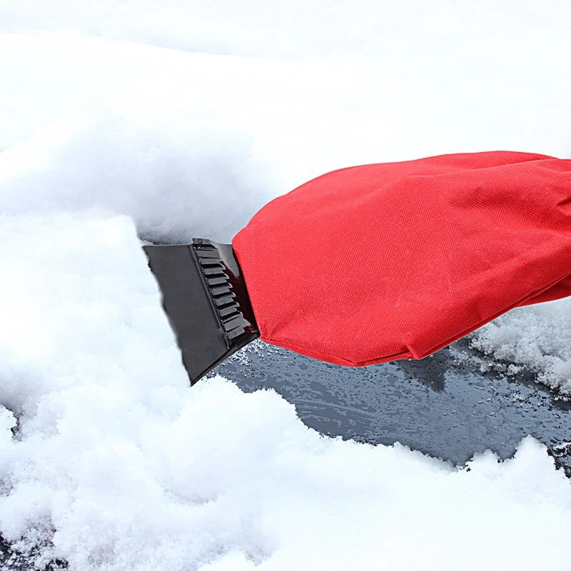 Car Ice Scraper Mitt with Fleece Lining and Rigid Blade for Windshield Snow Removal - Image 7