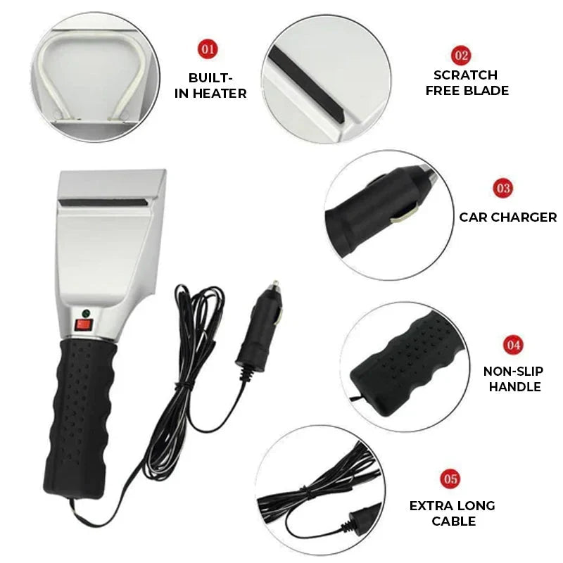 Car Ice Scraper with Heated Windshield Blade and 12v Power Plug - Image 3