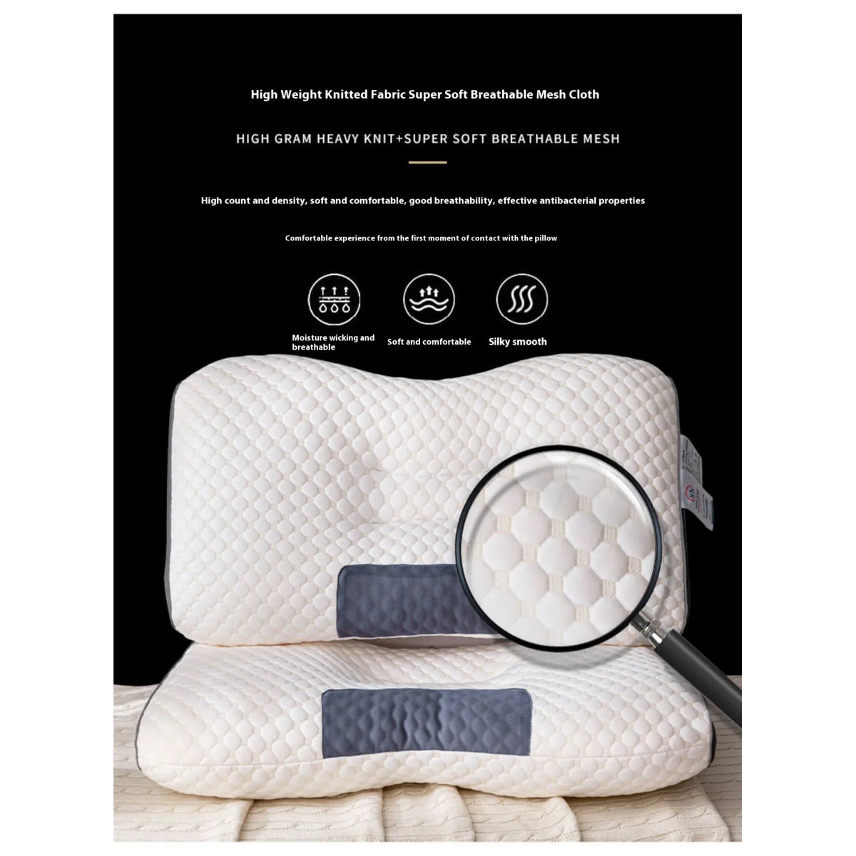 Cervical Support Pillow with Ergonomic Contour and Breathable Knitted Cover - Image 6