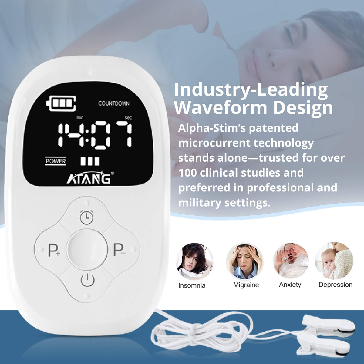 Ces Electrotherapy Stimulator with Ear Clips and Countdown Timer Display - Image 3