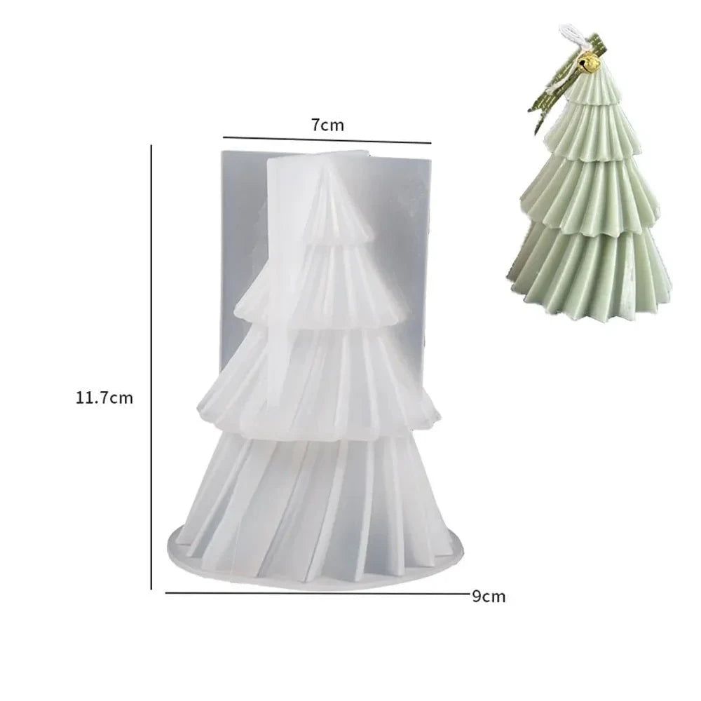 Christmas Candle Mold 3D Silicone Tree with Pleated Design for Soap Making - Image 4