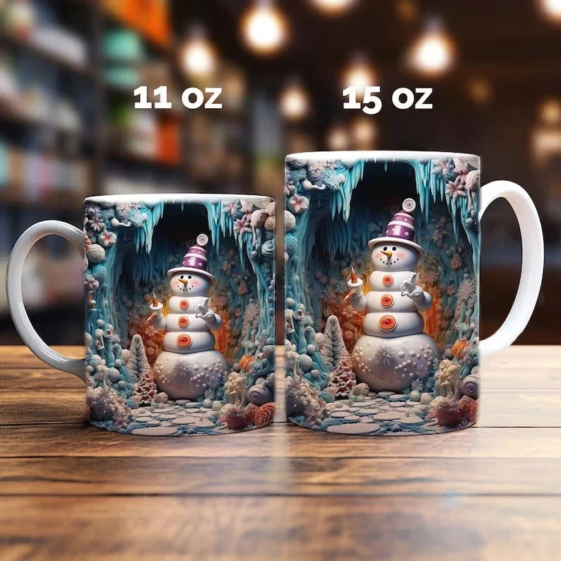 Christmas Coffee Mug with 3D Illusion Snowman Ceramic Dishwasher Safe - Image 10