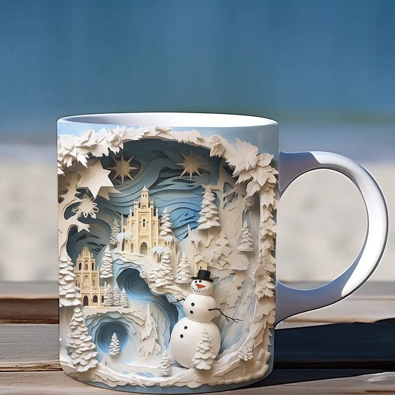 Christmas Coffee Mug with 3D Illusion Snowman Ceramic Dishwasher Safe - Image 3