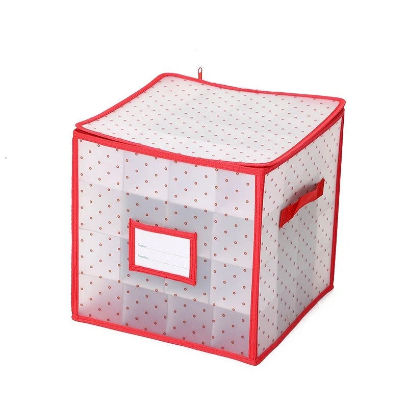 Christmas Ornament Storage Container with Zippered Lid and Grid Dividers - Image 9