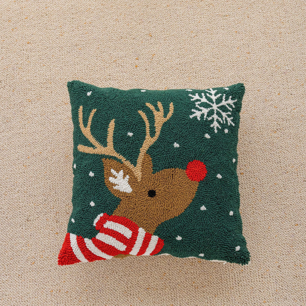 Christmas Pillow Cover Festive Decorative Square Throw with Embroidered Design - Image 4