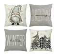 Christmas Pillow Covers Set of 4 Square Decorative with Hidden Zipper and Festive Gnome Print - Image 9