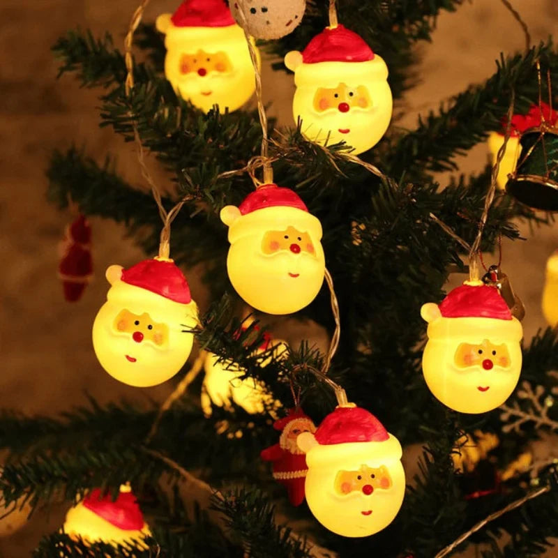 Christmas String Lights with 20 LED Santa Heads Battery Operated for Indoor Decoration - Image 8