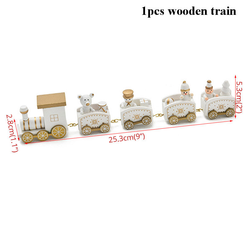 Christmas Train Decoration with Miniature Wooden Figures and Festive Holiday Design - Image 3