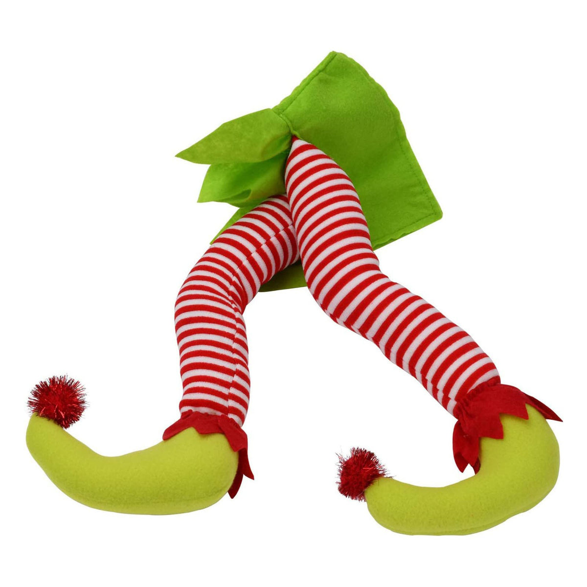 Christmas Tree Decorations Plush Elf Legs with Striped Stockings and Curled Toe Shoes - Image 1